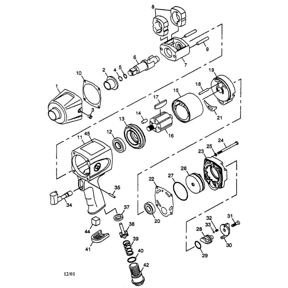 Wench Diagram and Parts List for CP741-2  Chicago Pneumatic Wrench